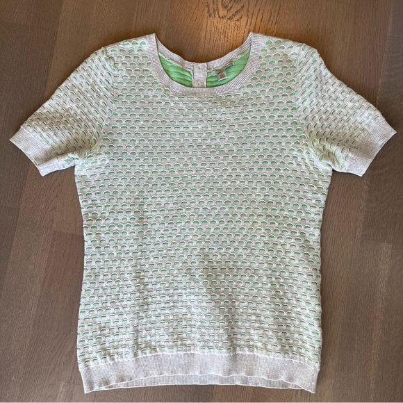 Halogen Women’s Top Size Small Perforated White and Green. Free with Purchase - Picture 2 of 10
